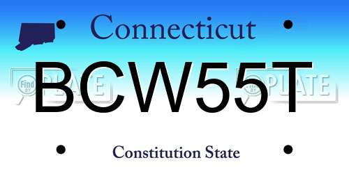BCW55T Connecticut License Plate