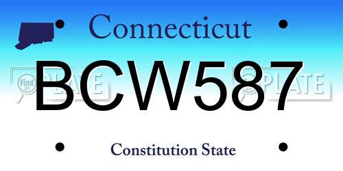 BCW587 Connecticut License Plate