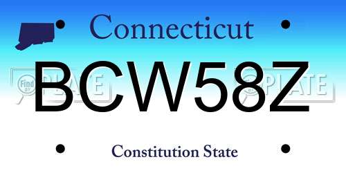 BCW58Z Connecticut License Plate