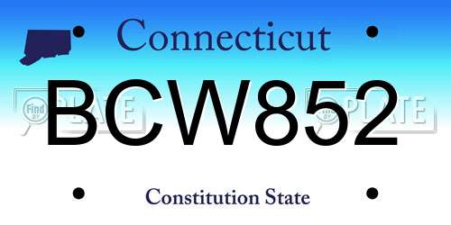 BCW852 Connecticut License Plate