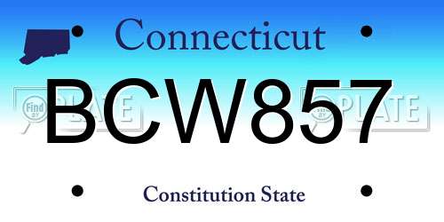 BCW857 Connecticut License Plate