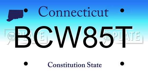 BCW85T Connecticut License Plate