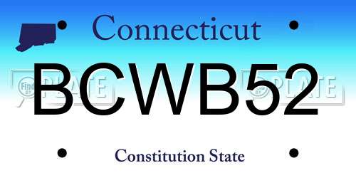 BCWB52 Connecticut License Plate