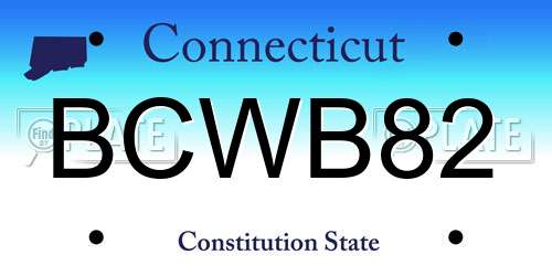 BCWB82 Connecticut License Plate