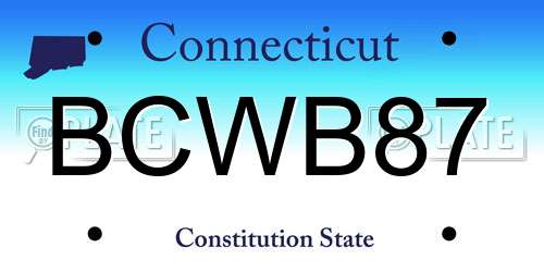 BCWB87 Connecticut License Plate
