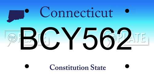 BCY562 Connecticut License Plate