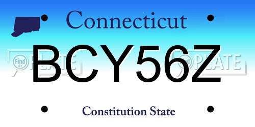 BCY56Z Connecticut License Plate