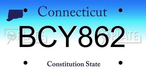 BCY862 Connecticut License Plate
