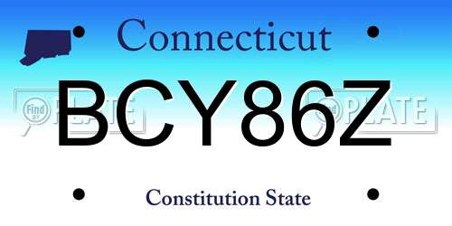 BCY86Z Connecticut License Plate