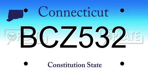 BCZ532 Connecticut License Plate