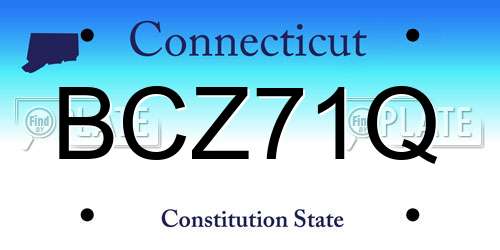 BCZ71Q Connecticut License Plate