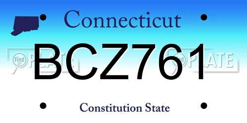 BCZ761 Connecticut License Plate