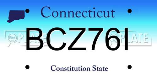 BCZ76I Connecticut License Plate