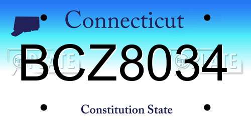 BCZ8034 Connecticut License Plate