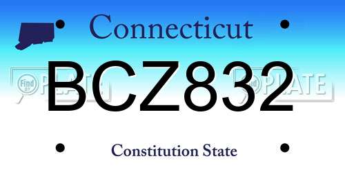 BCZ832 Connecticut License Plate