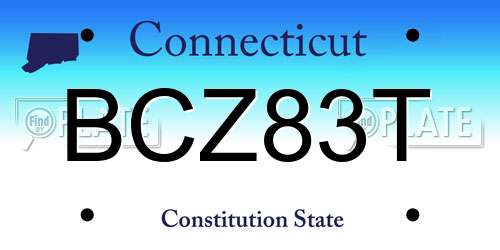 BCZ83T Connecticut License Plate