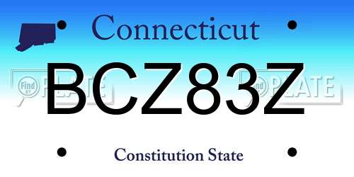 BCZ83Z Connecticut License Plate