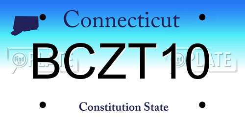BCZT10 Connecticut License Plate