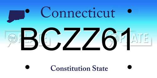 BCZZ61 Connecticut License Plate