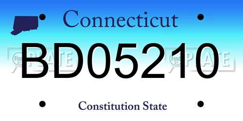 BD05210 Connecticut License Plate