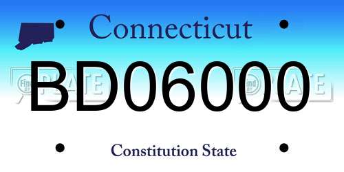 BD06000 Connecticut License Plate