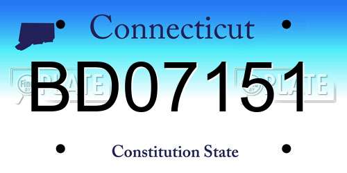 BD07151 Connecticut License Plate