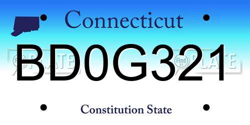 BD0G321 Connecticut License Plate