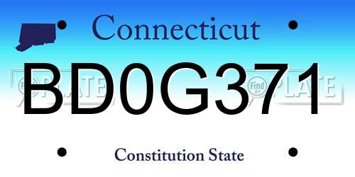 BD0G371 Connecticut License Plate