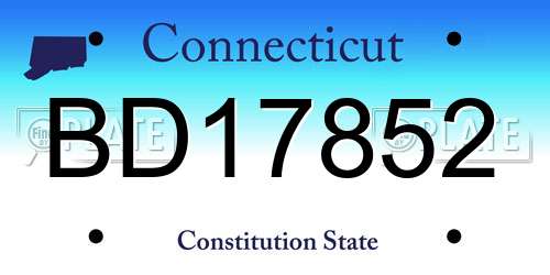 BD17852 Connecticut License Plate