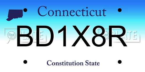 BD1X8R Connecticut License Plate