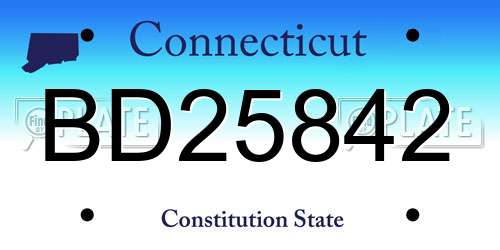 BD25842 Connecticut License Plate