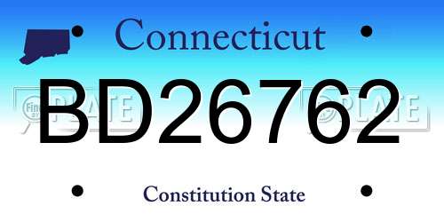 BD26762 Connecticut License Plate