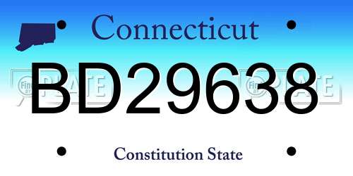 BD29638 Connecticut License Plate