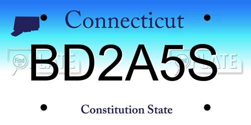 BD2A5S Connecticut License Plate