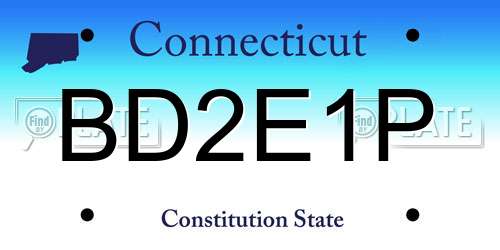 BD2E1P Connecticut License Plate