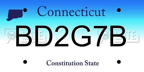 BD2G7B Connecticut License Plate