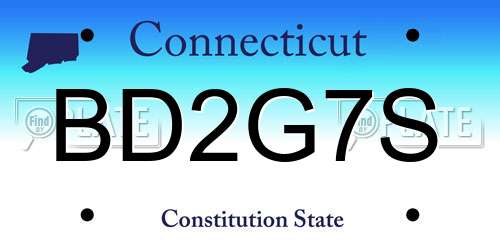 BD2G7S Connecticut License Plate