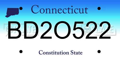 BD2O522 Connecticut License Plate