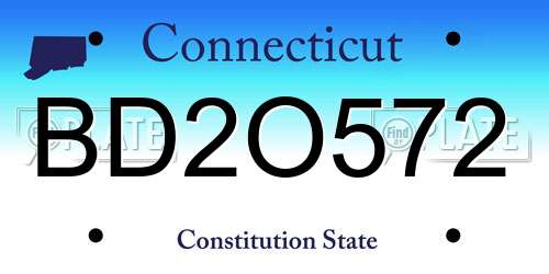 BD2O572 Connecticut License Plate