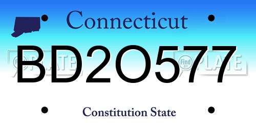 BD2O577 Connecticut License Plate