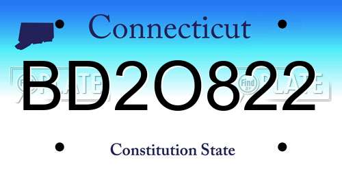 BD2O822 Connecticut License Plate