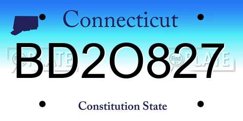 BD2O827 Connecticut License Plate