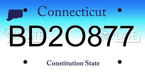 BD2O877 Connecticut License Plate