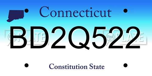 BD2Q522 Connecticut License Plate