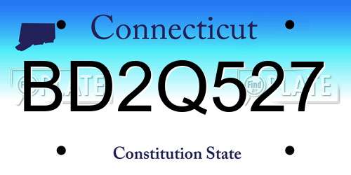 BD2Q527 Connecticut License Plate