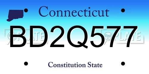 BD2Q577 Connecticut License Plate