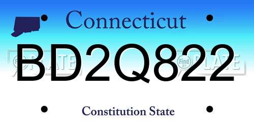 BD2Q822 Connecticut License Plate