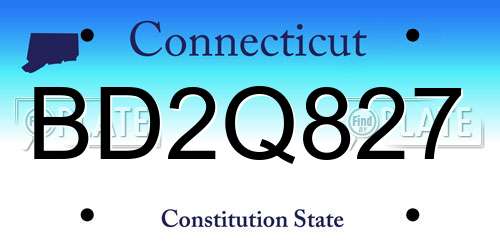 BD2Q827 Connecticut License Plate