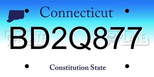 BD2Q877 Connecticut License Plate