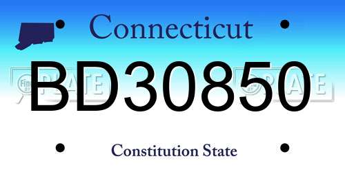 BD30850 Connecticut License Plate